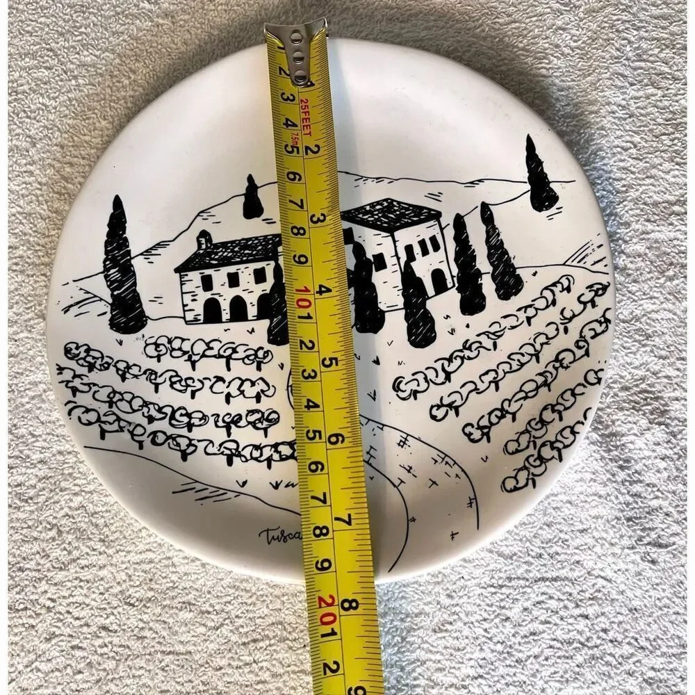 Pier 1 Tuscany Scene Plate Salad/ Dessert Italy Vineyard Black & White Retired